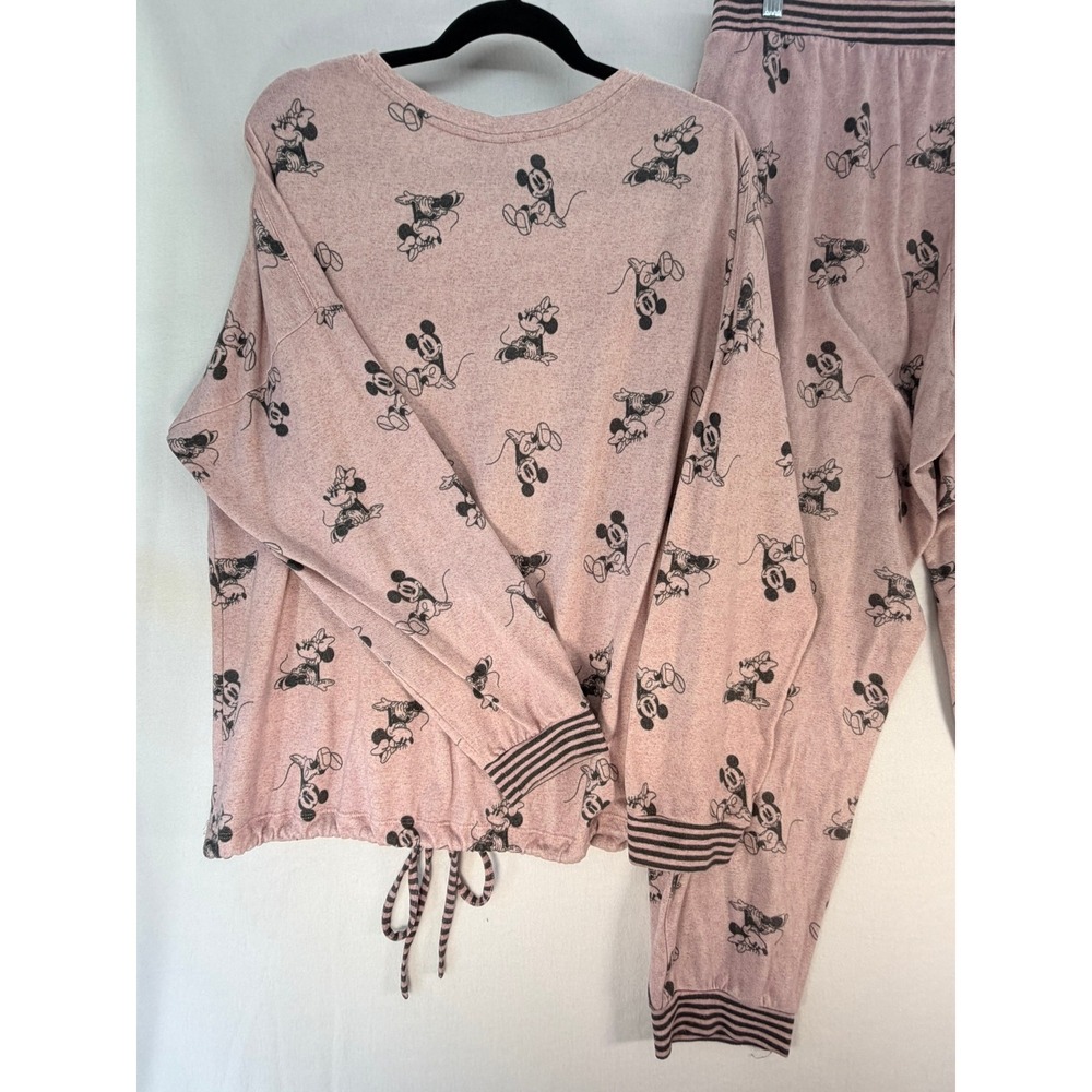 Disney Mickey Minnie Mouse Pajama Set Pink Lounge Joggers Top Womens L XL - Picture 8 of 15